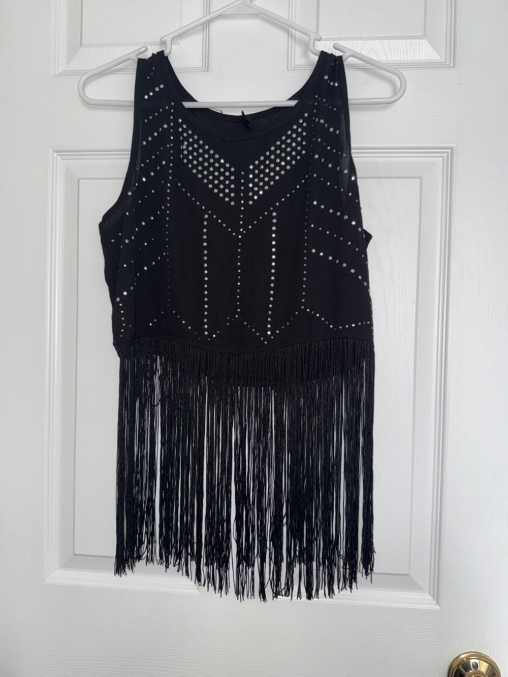 iris Black Studded Fringe Tank Top
